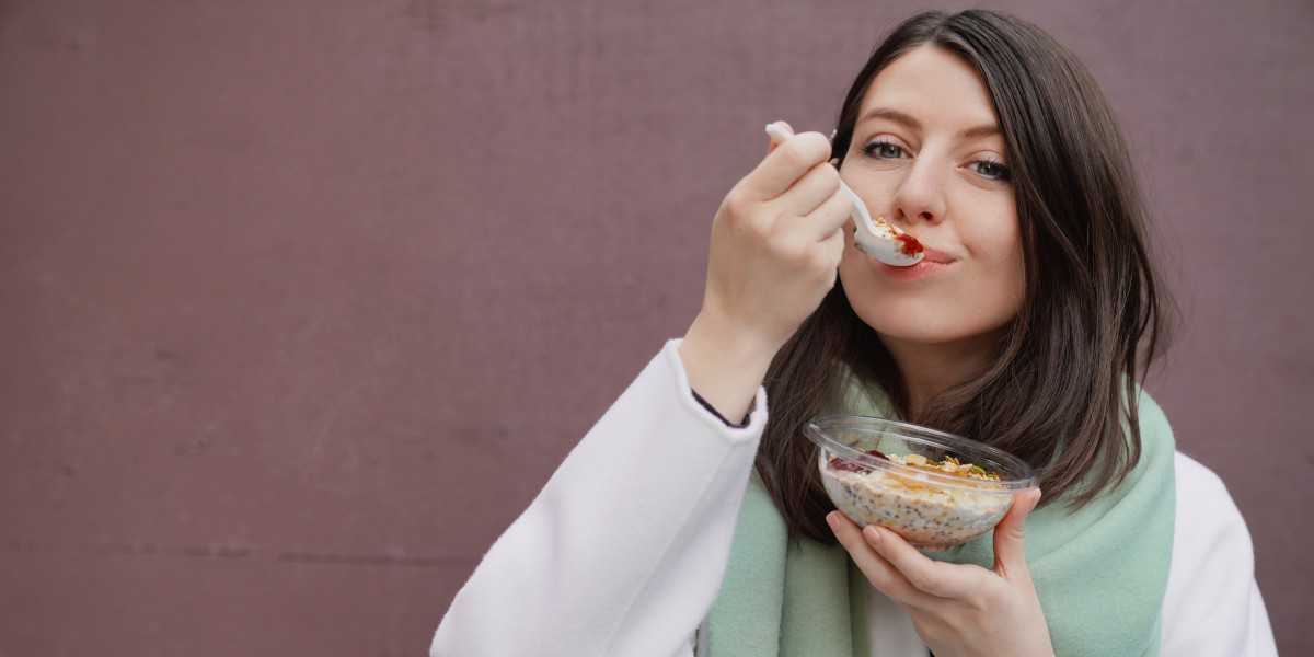 Woman eating oatmeal
